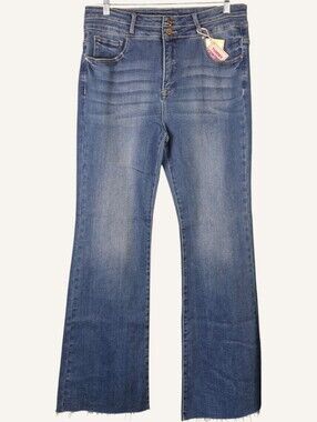 Risen Bootcut Jeans 1X High Rise Tummy Control Long Inseam 33"  NWT